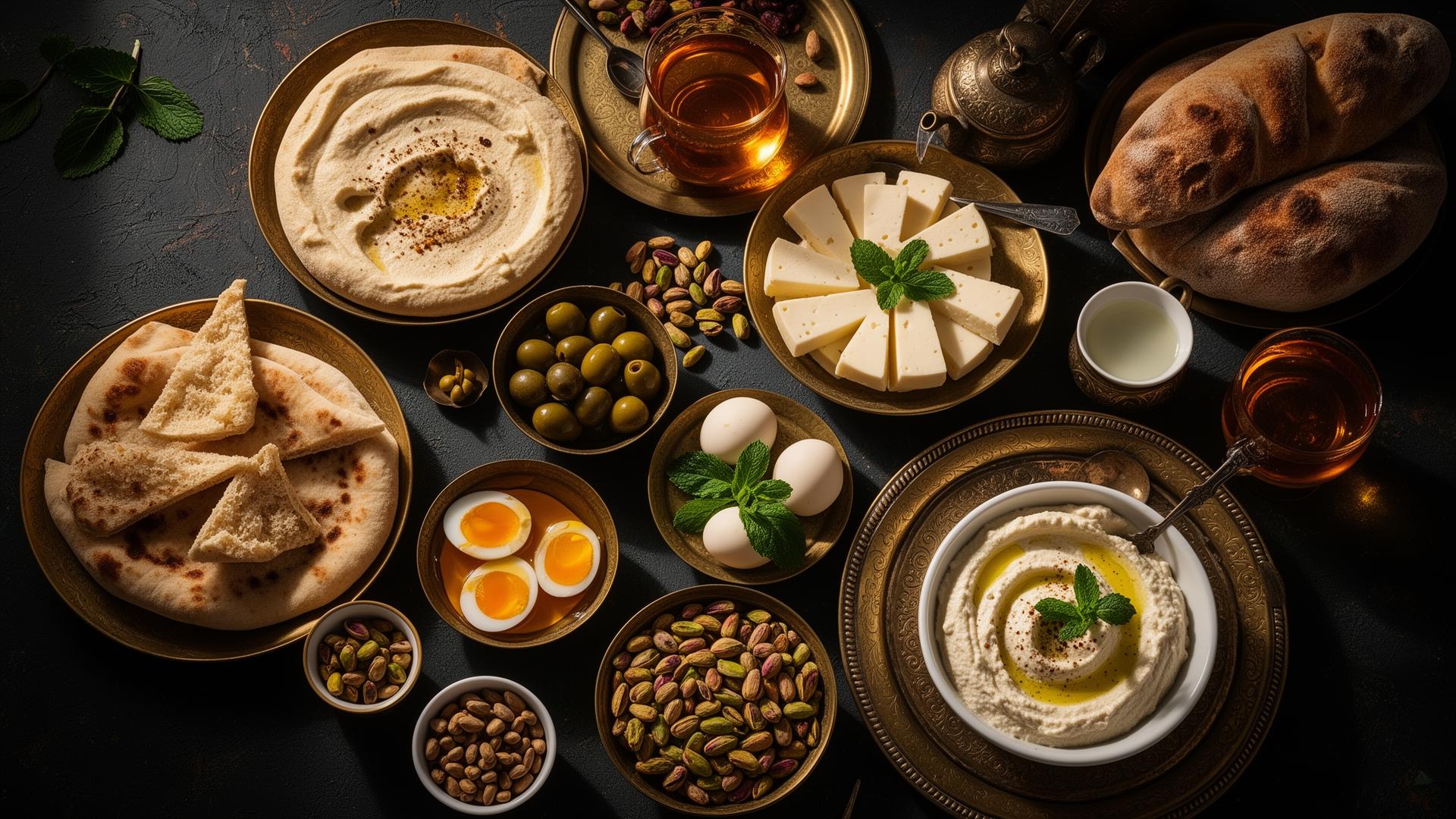 Lavish Syrian breakfast spread